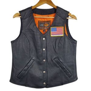 First Classics Vietnam Veteran Marines Semper Fidelis Black Leather Vest L